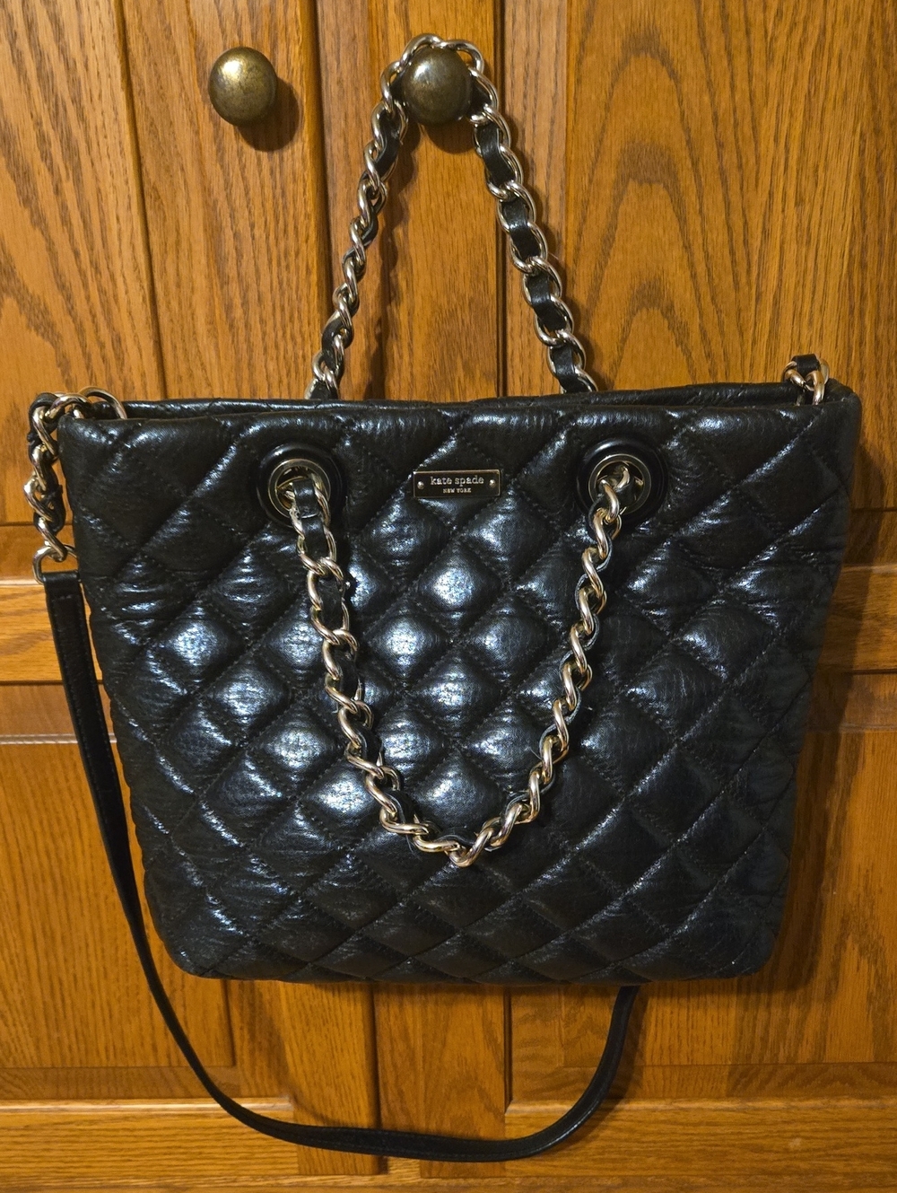 Kate Spade Black Quilted Shoulder Bag with Chain Straps